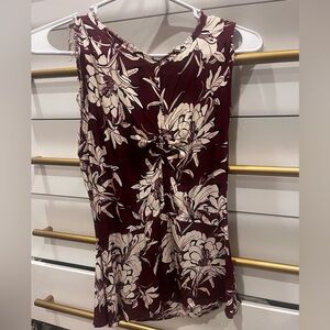 Zara Burgundy and Cream Floral Top